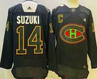 Men%27s Montreal Canadiens #14 Nick Suzuki Black History Night Authentic Jersey
